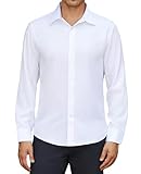siliteelon White Shirt Mens Long Sleeve Regular Fit for Men Adult Work Shirts for Men Business Wedding Button Down Shirt M