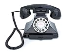 GPO Carrington Classic Retro Push-Button Phone with Pull-Out Tray, Traditional Bell RingTone, Ringer On/Off for Home, Office, Hotels- Black