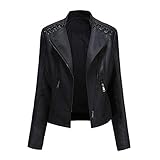 YYNUDA Women's Stylish Faux Leather Jacket Zip Up Moto Biker Classic Short Jacket Coat Black XXL