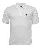 Bowlswear Unisex Lawn Bowling Bowls White Poly/Cotton Polo Shirt with Logo 3 Button Placket with Self Coloured Buttons (XL)