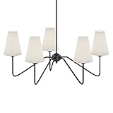 JAMCHE 5-Arm Classic Chandeliers Matt Black with White Linen s,200W, D30/76CM Black/White