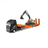 Bburago STREET FIRE HAULER VOLVO With CONSTRUCTION VEHICLE Truck - 1:43 Scale - Incredibly Detailed Die-Cast Replica Collectible Model Vehicle