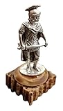 Eurofusioni Centurion miniature collector item - Silver plated ancient Roman legionary mini statue with painted resin base - Little model soldier figure for collection - Statuette h 2 in