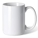 Smilatte 16 OZ (450ml) Porcelain Coffee Mug, Classic Blank Ceramic Cup with Large Handle for Tea Latte Cappuccino, White