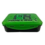 HOX Minecraft Creeper Graffiti Art Multi Compartment Bento Lunch Box | Leak-Proof Bento Lunch Box with Compartments for School | Gift for Minecraft fan & Collector