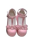 Womens Sweet Toe Ankle Mary Janes Gothic Dress Pumps Chunky Patent Leather Lolita Platform Shoes