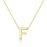 Philip Jones Gold Plated Initial Necklace Letter F Created with Zircondia® Crystals