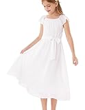 GRACE KARIN Girls A-Line Sleeveless Chiffon Dress Formal Party Wedding Guest Pageant Dress White 12-14 Years