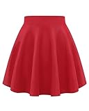 Auranso Girls Flared Skater Skirts High Waist School Uniform Skirt Stretch Pleated Plain Skirt for Kids Girls 5-13 Years Black White Navy Red Green