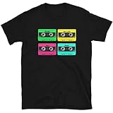 NelaYan House Music Cassette Mix Tape Wave Disco Freestyle Retro T-Shirt Neon Bright Crew Neck Unisex Short Sleeve T-Shirt M