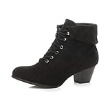 AJVANI mid heel lace up vintage fur cuff pixie ankle boots size 6 39