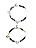 Hijet Exclusive Elagence Nazariya Baby Bracelet with Black Glass Beads in round shape makes this bracelet the perfect addition for New Born Evil Eye Protections, Black And Silver