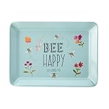 Tableware Tray Bee Happy Blue Scatter – 20cm x 15cm Rectangular Melamine Serving Tray Durable, Lightweight, & Easy to Clean – For Snacks, Tea, Coffee Decorative Plastic