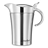 VonShef Gravy Boat with Lid, 750ml Stainless Steel Gravy Jug, Double Wall Insulated Thermal Pot, Easy Clean Serving Jug for Gravy, Custard & Cream