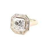 Art Deco Ring, 18K Gold Rings for Women Non Tarnish Size K 1/2 4CT D Color Square Moissanite for Valentines Day