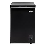 Willow W99CFB Freestanding 99L Chest Freezer with Removable Storage Basket, Suitable for Outbuildings and Garages, 4* Freezer Rating - Black