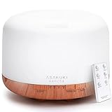 ASAKUKI 500ml Essential Oil Diffuser, 5 In 1 Ultrasonic Aroma Scented Oil Diffuser Vaporizer Humidifier, Ｑuiet Diffuser With Timer Settings, Waterless Auto-Off & 7 LED Light Colours