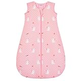 Yukkidds Baby Sleeping Bag 2.5 Tog 0-6 Months Newborn Sleeping Bag 100% Cotton Sleep Sack for Winter Warm and Comfortable Pink