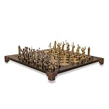 Uber Games Poseidon Chess Set - Zinc Gold & Silver Greek Statue Pieces, Raised 36cm x 36cm Board with Bronze Pillars, Foldable Wooden Storage Box, Detailed Chess Set with Rules Included