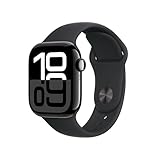 Apple Watch Series 10 GPS 42 mm Smartwatch with Jet Black Aluminium Case with Black Sport Band - S/M. Fitness Tracker, ECG App, Always-On Retina Display, Water Resistant