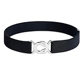Cozevdnt Ladies Elasticated Belt For Women, Black Stretch Belts For Women Jeans, Adjustable Stretch Elastic Waist Belt, No Show Thin Belt For Dress Jeans, Skinny Waist Belt Simple Style