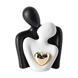 Romantic Couple Statue,Couple Hugging Statue Figurines Ornaments | Abstract Sculpture Small Shelf Ornaments for Living Room | White Ornaments Gifts for Wedding Anniversary (Black)