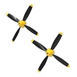 VOANZO 2pcs RC Aeroplane Propeller 4 Bla-des, Propeller Plane Part Remote Controll-ed Aircraft Propeller Replacement Compatible with P40 Fighter Plane 761-13 Radio Controll-ed Plane with Adapters