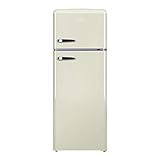 Amica FDR2213C Fridge Freezer Retro Style Freestanding 55 Centimeter Wide A Plus Energy Rating 40dB Noise Level 164 Litre Net Fridge Capacity (Cream)