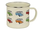 BRISA VW Collection - Volkswagen Large Enamel Coffee-Tea Mug Cup for Camping & Outdoor T1 Bus Campervan (500 ml/16.9 fl oz/Parada/Beige)