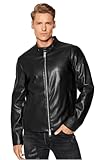 Armani Exchange Men's Eco-leather Blouson Bomber Jacket, Black, S UK