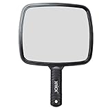 xnicx Hand Mirror Professional Hand Held Mirror Makeup Barbers Shaving Salon Mirrors Hairdressers Compact Mirrors Tool with Handle for Travel Festival Essentials Black