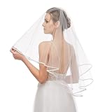 Iwiio Hen Party Veil, Bride to Be Veil, 2 Tier Tulle with Comb for Bridal Shower, Bachelorette Party, Wedding Accessories (White)