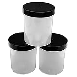 250ml Empty Glug Pots x 6 TRANSLUCENT with BLACK Lid (Plastic Jars/Containers/Tubs for Bait/Boilie Fishing)