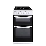 Haden 50cm Freestanding Double Oven Electric Cooker - 4 Zone Ceramic Hob and Fan-Assisted Lower Oven - Easy To Clean Enamel Interior - Double Glazed Glass Doors