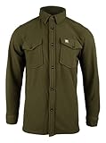 JACK PYKE Mens Polar Fleece Shirt – Soft Long Sleeve Button-Up Outdoor Shirt with Chest Pockets, Relaxed Fit, Ideal for Autumn and Winter Work or Casual Wear - Dark Olive, XL