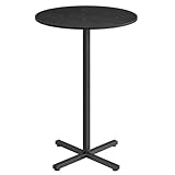 VASAGLE Bar Table, High Dining Table, Metal Frame, 60 x 60 x 104.5 cm, Easy to Assemble, With Cross Base, for 2-3 People, Modern, Ebony Black LBT361B01
