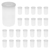 QWORK® 25 Pcs Film Canisters with Lids, Plastic Camera Reel Containers, for Scientific Activity Small Accessories, White