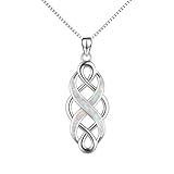 YFN Celtic Knot Necklace Created Opal Pendant Sterling Silver Infinity Love Jewelry (White Opal Heart Necklace)