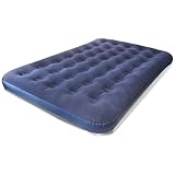 DIVCHI Double Air Bed | Inflatable Outdoor, Indoor Airbed, Quick Inflation, Flocked Double Size Air Mattress, Blue