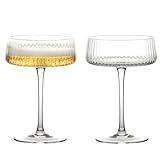 Anton Studio Designs Empire Handmade Champagne Coupe Glasses Perfect Party Tableware for Weddings and Celebrations - 250 ml - Clear - Set of 2 Elegant Champagne Glasses