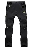 EKLENTSON Men's Warm Ski Trousers Waterproof Outdoor Fleece Lined Winter Walking Hiking Climbing Windproof Snow Pants, 34, Black