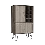 Core Nevada Smoked Oak 2 Door Drinks Bar Cabinet - Hairpin Legs