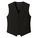 TruClothing Men's Black Waistcoat Wedding Business Party Plain Formal Suit Vest - Black XL