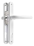 SORWDUERM White Door Handles Set 92mm PZ Centres 210mm Screw Hole Distance 240mm Backplate Length Replacement Door Lever for UPVC Composite Timber Door Stainless Steels