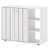 COSTWAY Wooden Shoe Cabinet, Freestanding Shoe Cupboard with Double Doors and Open Adjustable Shelves, 3-Tier Footwear Rack Shoes Storage Organiser for Hallway Entryway, 80x31x64cm (White)