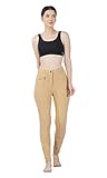 Avon Equine Women's Cotton/Lycra Soft Stretchy Silicon Jodhpurs JODS with Zip Pocket Ladies Knee Patch Equestrian Pants Full Seat 4 Way Stretch Jodhpurs Pant (Beige, UK 14 (32-Inch))