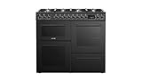 100cm Freestanding Gas Range Cooker with 2 Electric Ovens & Grill - 8-Burner Gas Hob, Timer, Child Lock, Grill Pan & Wire Accessories - Black electric cooker. - C01R100G22