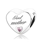 MsRosy New Women's S925 Sterling Silver Hearts Charms Moments For Bracelets and Necklaces Gift For All the Family and Friends (Godmother charm)