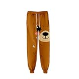 Surwin Women Men Sport Trousers 3D Lovely Animal Printed Training Sweatpants Casual Plus Size Unisex Joggers Parkour Long Pants with Drawstring Pockets XXS-4XL (Brown Bear,S)