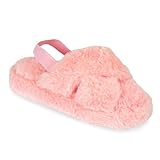 A2Z 4 Kids Girl Boys Fuzzy Fluffy Slippers Faux Fur Quilted Sliders Kids Plush Anti Skid Mule Slipper - SLPR AZ32042 Baby Pink 13/1 UK Ch